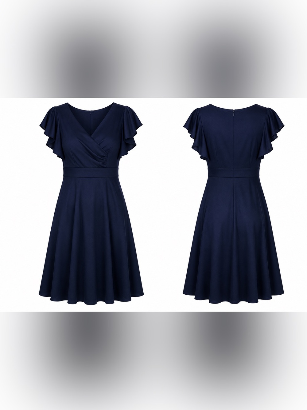 Women’s Royal Blue Flutter Sleeve Fit & Flare Dress – Size Small